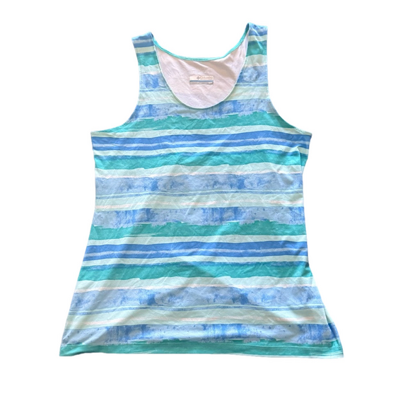 Columbia Blue and Green Striped Swim Tank Top Small - Picture 1 of 4